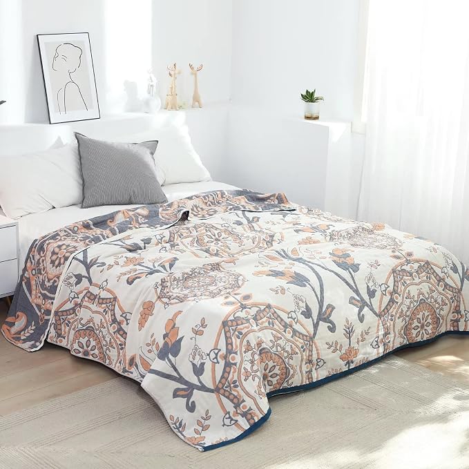 LUTBM Boho Throw Blanket for Bed 100% Cotton Ultra Soft Rustic Quilt Summer - Image 2