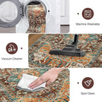 Yamaziot Washable Runner Rug, 3x7 Non-Slip Boho Vintage Hallway Kitchen Rug | - Image 4