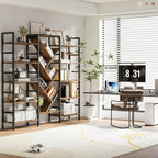 INNOD 70x70 Triple 5 Tier Book Shelf, Large Wooden Bookcase - Image 7