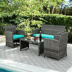 JAMFLY 4 Piece Outdoor Patio Furniture Set, Outdoor Wicker Rattan Chairs - Image 3