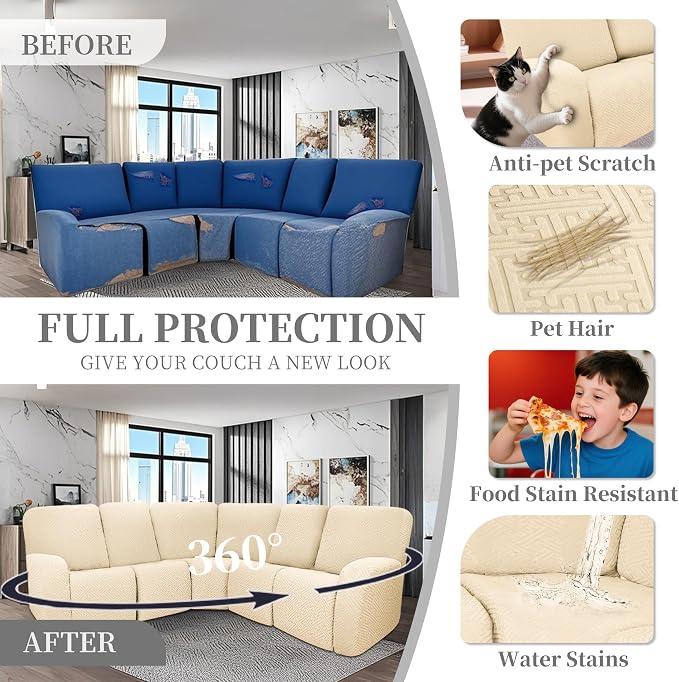 100% Waterproof Sectional Recliner Couch Covers - Image 6