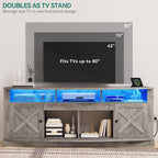 YITAHOME TV Stand for 75/80 Inch TV, Light Rustic Grey Entertainment Center 70 - Image 7
