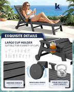 KINGYES HDPE Lounge Chair Outdoor Set of 4, Patio Chaise Lounge Recliner - Image 4