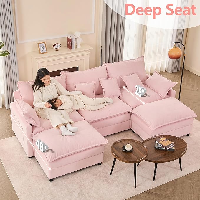 GOSUHI 108" U Shaped Couch, Modular Sectional Sofa, 3-Seater Comfy Cloud Couch - Image 5