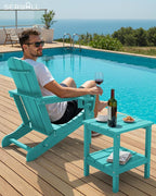 SERWALL 2-Tier HDPE Outdoor Side Tables Set of 2, Weatherproof Rectangular - Image 6