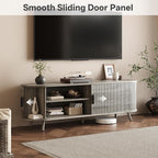 63 inch TV Stand with Power Outlet, Fluted Entertainment Center - Image 3