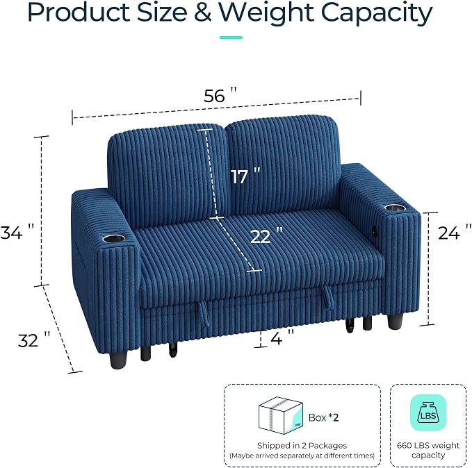 LINSY HOME Loveseat Sofa with Storage - Image 2