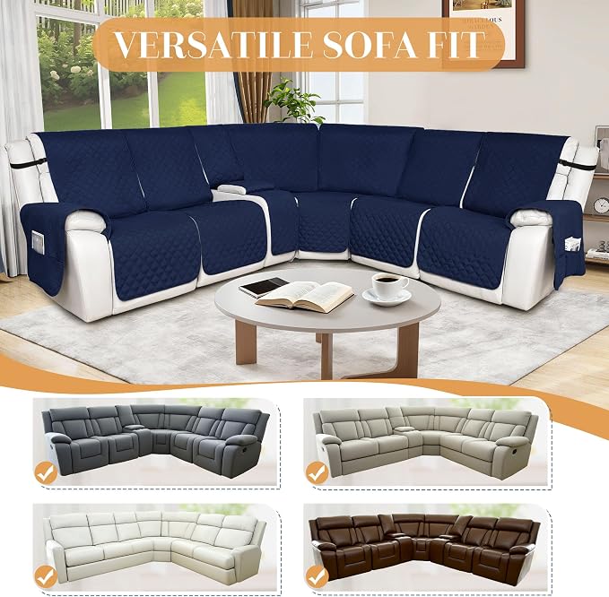 HDCAXKJ Reclining Sectional Couch Covers L Shape Recliner Sofa Middle Console - Image 5