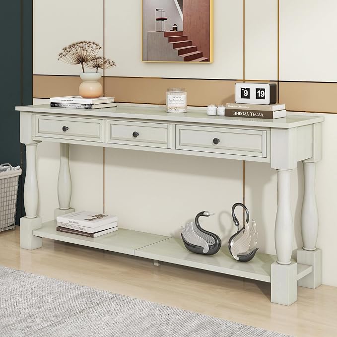Knocbel 64 Inch Long Antique Entry Console Table - Image 8