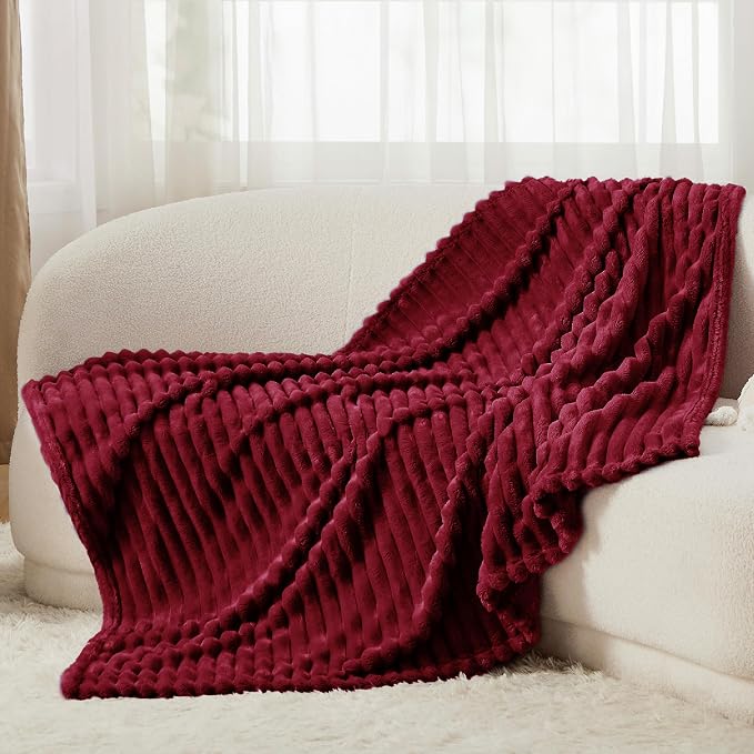 Bedsure Soft Throw Blanket for Couch Decor Gifts Deep Red 50"x60" | Birthday - Image 6