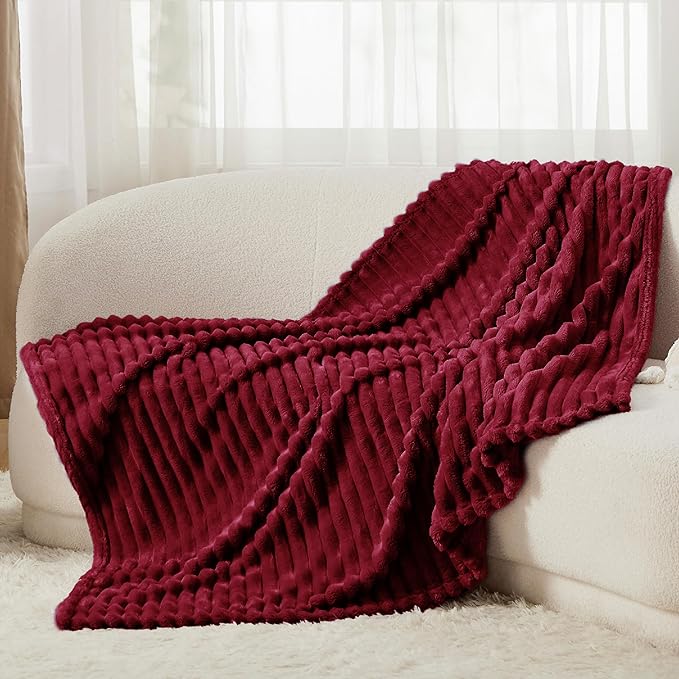 Bedsure Soft Throw Blanket for Couch Decor Gifts Deep Red 50"x70" | Birthday - Image 6