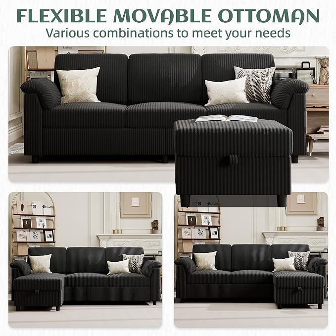 Vongrasig Convertible Sectional Couches, 3 Seat L Shaped Couch Sofa - Image 7