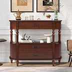 Solid Wood Retro Curved Console Table - Image 8