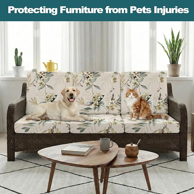 CALBODE 8 Pcs Stretch Indoor/Outdoor Seat Cushion Covers, - Image 6