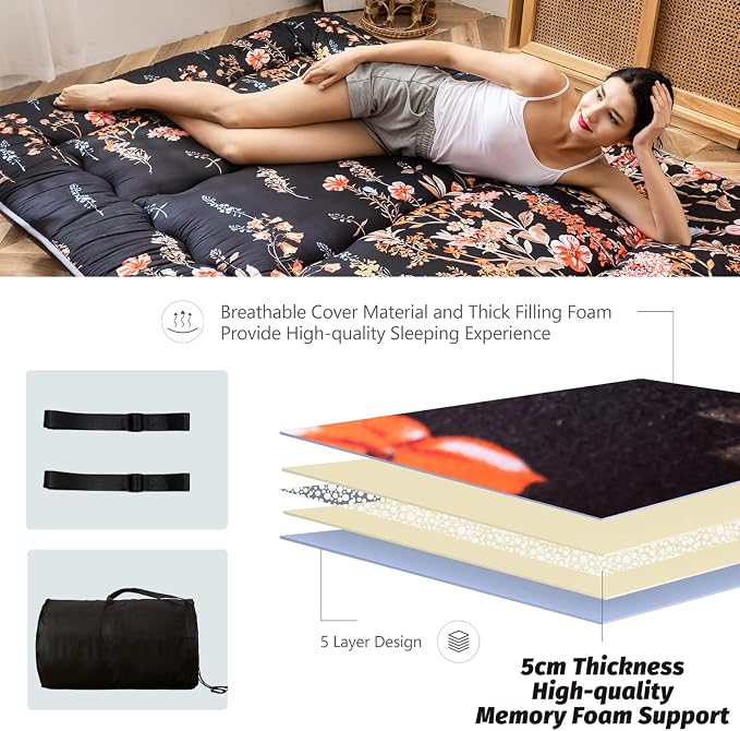 MAXYOYO Japanese Futon Mattress Floor Mattress Sleeping Pad Foldable Mat Roll - Image 5