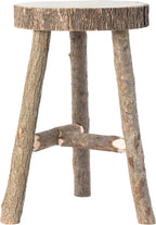 Decorative Antique Log Cabin Natural Wooden Accent Stool Side Table - Image 4