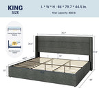 Allewie King Size Lift Up Storage Bed, Modern Wingback Headboard, Hydraulic - Image 2