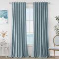 Blue 100% Blackout Linen Curtains 102 Inch Length 2 Panels Set by Guken