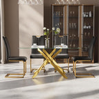 5-Piece Dining Table Set for 4, Modern Rectangular Glass Table - Image 3