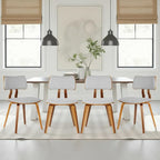 Armen Living Jaguar Mid-Century Dining Chair in Walnut Wood and Gray Fabric by ArmenLiving