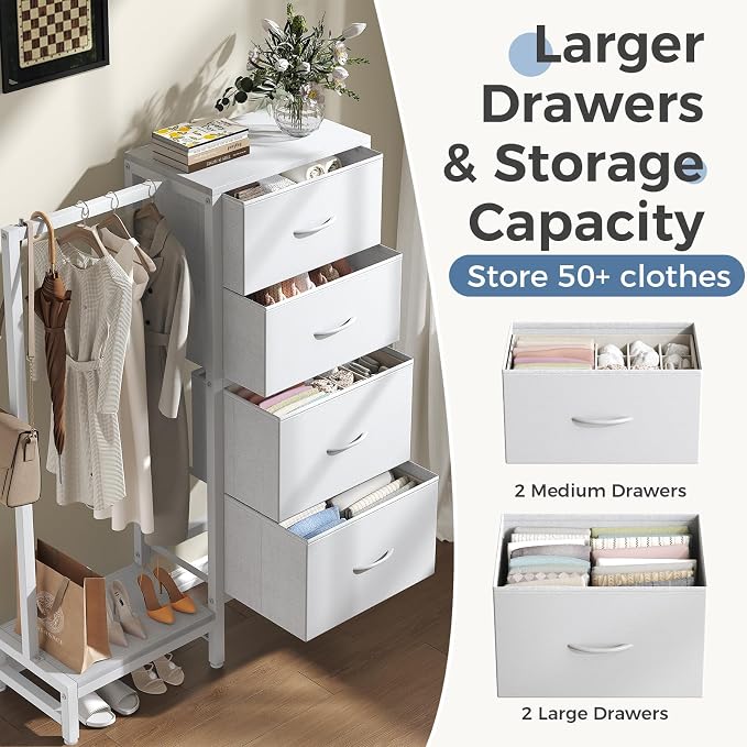 OLIXIS Dresser with Hanging Rack, 4 in 1 Storage Fabric Dresser - Image 4