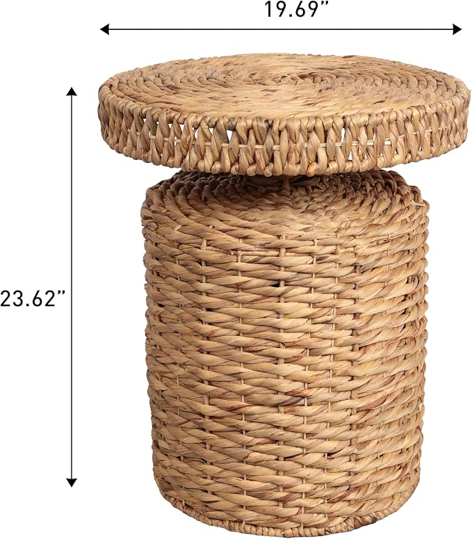 JONATHAN Y Marisol 24" Round Woven Water Hyacinth Side Table - Image 3