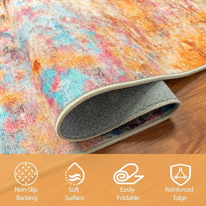 9x12 Area Rugs for Living Room Washable Bedroom Dining Room Colorful | Modern - Image 4