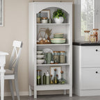 Arched Bookshelf with 4 Tier Open Shelves, Study and Living Room, Modern White - Image 8