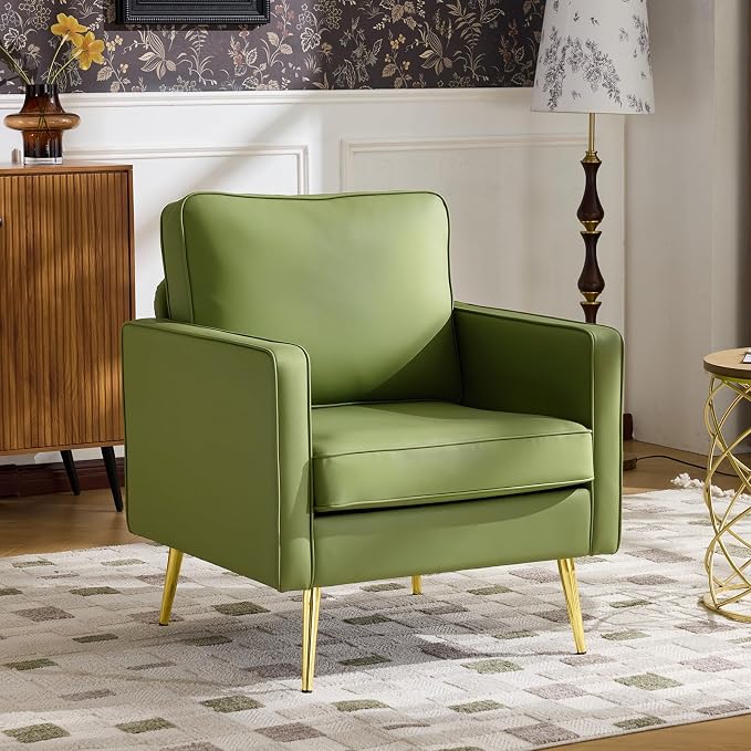 VINGLI Modern PU Leather Accent Chair, Single Sofa Chair by VINGLI
