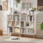 LEYAOYAO Cube Bookshelf 3 Tier Mid-Century Light Grey White Modern Bookcase - Image 6