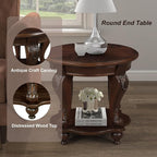 Round End Table for Living Room, Solid Wood Sofa Side Table - Image 4