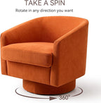 Swivel Barrel Accent Chairs Set of 2, Round Chenille Fabric Living Room Arm - Image 5