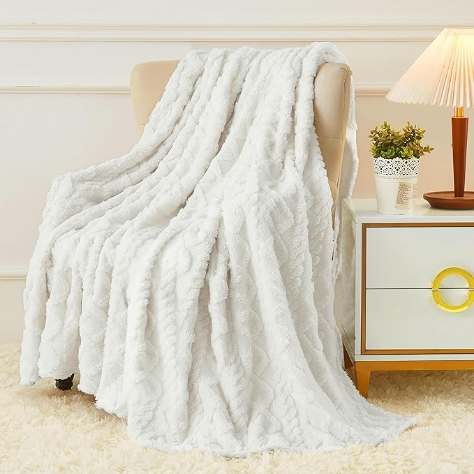 Aganear Fleece Throw Blanket for Couch Sofar 50"x60" White | Lightweight Fuzzy by Aganear