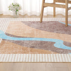 Ompaa Living Room Rug 5x8 Orange Area Rug Machine Washable Rug Non Slip Indoor - Image 2