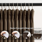 Brown Blackout Curtains 96 Inches Long, Soft Polyester Faux Silk Floor Length - Image 2