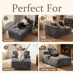 Boneless Chaise Lounge Couch Indoor, Small Corduroy Upholstered Sleeper Sofa - Image 3