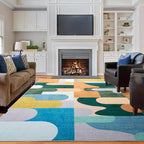 Living Room Rug 6x9 Light Green Area Rug Machine Washable Carpet Non Slip - Image 3