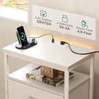 Huuger Night Stand with Charging Station, Bedside Table, Tall Nightstand with - Image 4