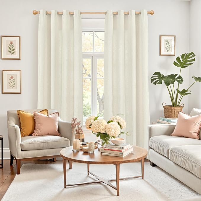 YoungsTex Extra Long Natural Linen Curtains 102 Inches Length - Image 2
