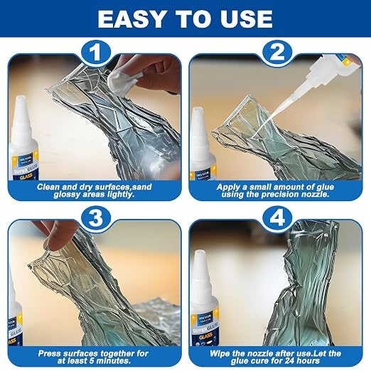 Glass Glue, 100g Ultra Strong Clear, Waterproof & Fast Super Glue, Curing - Image 5