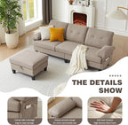 84" Convertible Sectional Sofa, Deep 3-Seat L Shaped Sectional Couch - Image 4
