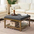 Befurtori Large Square Ottoman Coffee Table, Linen Solid Upholstered Footrest by Befurtori
