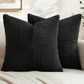 MIULEE Black Decorative Euro Sham Pillow Covers 24x24 Inch 2 Pack | Boho by MIULEE