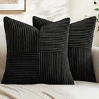 MIULEE Black Decorative Euro Sham Pillow Covers 24x24 Inch 2 Pack | Boho by MIULEE