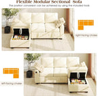 Ihanherry Modular Convertible Sectional Sofa Bed, Reversible Chaise & Storage - Image 4
