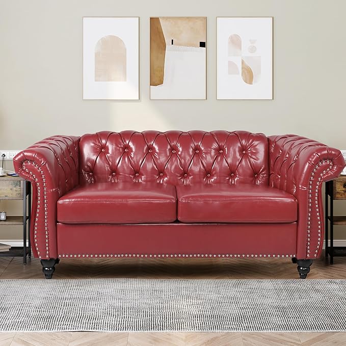 AVZEAR Chesterfield Loveseat Sofa, Upholstered Sofa Modern 2 Seater Couch Sofa - Image 5