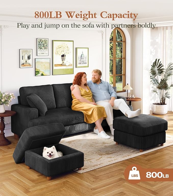 Kidirect 87in U Shaped Couch, Modular Sofa No Tool Assembly, Comfy Sectional - Image 3