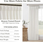 Short Beige White Linen Pinch Pleated Semi Sheer Curtains 63 Inch Long 50W | - Image 6