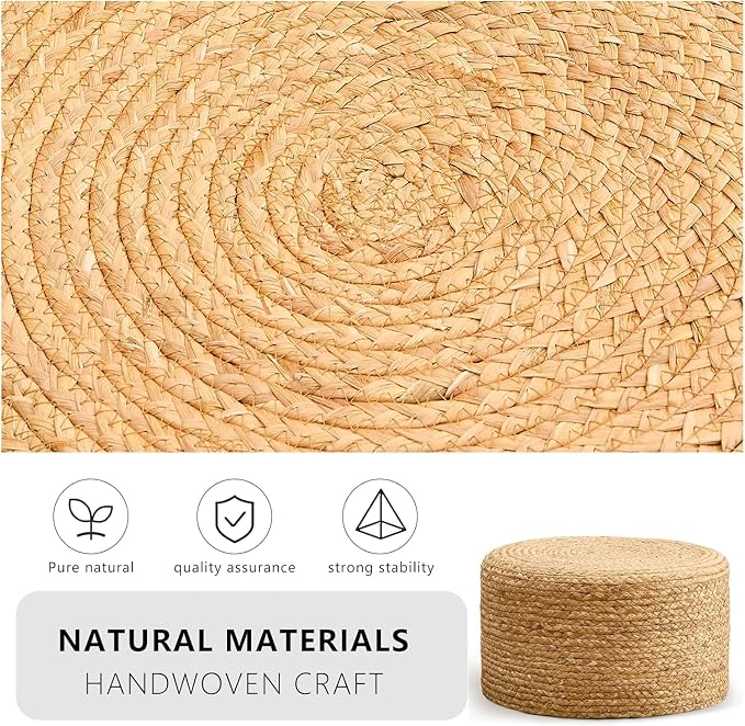 Handwoven Seagrass Ottoman Stool — Natural Round Footstool, Eco‑Friendly Accent - Image 4