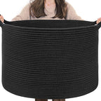 INDRESSME XXXLarge Blanket Basket 21.7" x 21.7" x 13.8" Woven Storage Baskets by INDRESSME